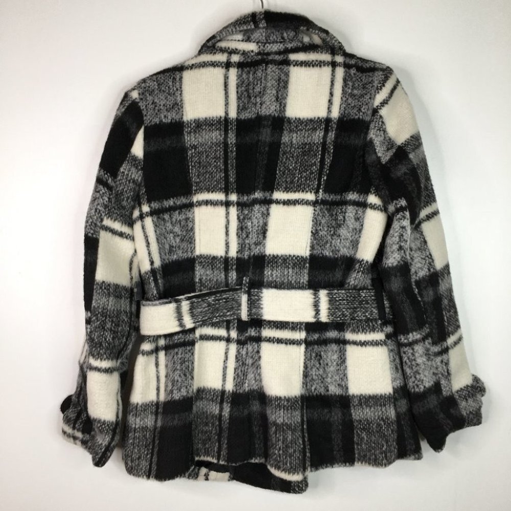Forever 21 Black and White Plaid Double-Breasted Peacoat - Picture 8 of 10